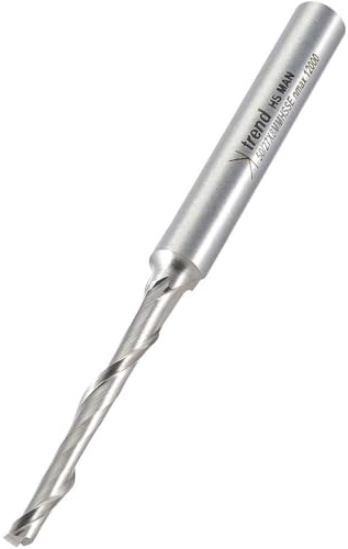 Trend Helical Plunge Cutter, 8mm Shank, 5mm Cut Dia, 40mm Cut Length, HSS | Helical Plunge Cutter For Smooth Slotting In Wood And Plastics, Built From High Speed Steel, 50/27X8MMHSSE