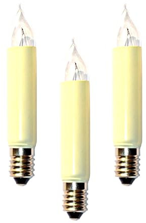 EGB Kleinschaftkerzen 34V/3W E10 Weihnachtskerzen Set - perfekt als Weihnachtsbaumkerzen, Schwibbogen Beleuchtung und Weihnachtsdeko Kerzen, 3er Blister