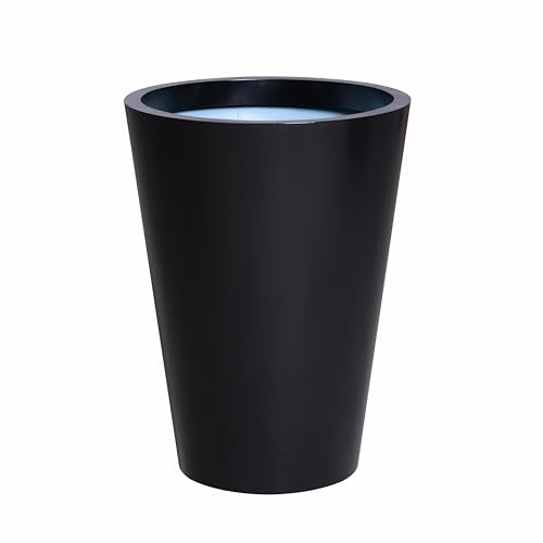 Primrose Galvanised Zinc Black Cone Flared Garden Planter with Drainage XL 70cm (27.5in)