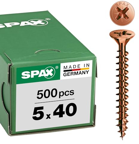 SPAX Universalschraube, 5,0 x 40 mm, 500 Stück, Kreuzschlitz Z2, Senkkopf, Teilgewinde, 4CUT, Brüniert C1A, 1081140500405