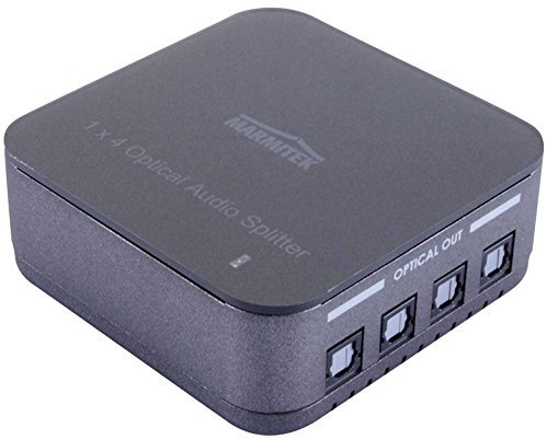 Doubleur Optique - Marmitek Split TS14 - Toslink Audio Splitter - Repartiteur SPDIF - 1 entrée / 4 sorties - 192 kHz - aucune perte de qualité grâce aux amplificateurs intégrés Gris