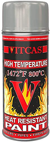 VITCAS 400ml Silver Heat Resistant Spray Paint- High Temperature - Decorative Finish - Easy To Use– Satin Matt- Exhaust Stove- Anti-Corrosive- Furnaces- Heaters- Barbecues- Boilers- Pipes