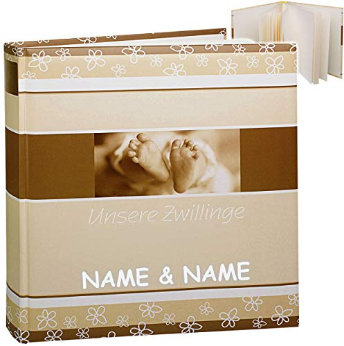 alles-meine.de GmbH Fotoalbum/Kinderalbum - unsere Zwillinge - inkl. Name - Baby erste Fotos - Gebunden zum Einkleben blanko weiß - groß für bis zu 336 Bilder - Fotobuch/Phot..
