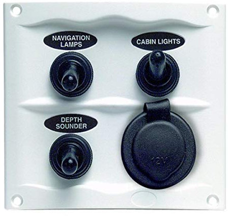 Marinco Waterproof Panel w/3 Switches - 12V - Grey