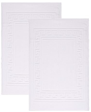 Superior Heavyweight Cotton Bath Mats, Bath Rugs For Bathroom Accessories, Washable Rug For Shower, Bath, Toilet, Modern Decor, No Backing, Luxury Hotel And Spa Quality, Set of 2, 22 x 35, White