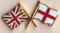 Union Jack & England Flags Friendship Courtesy enamel Lapel Pin Badge T881