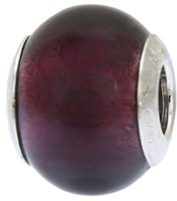 Abalorio de cristal de Murano morado de plata de ley