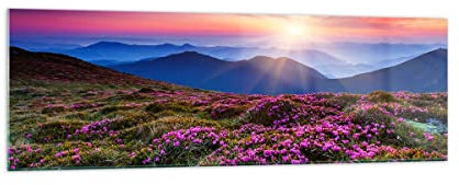 Panorama Bilder auf Glas 160x50cm Glasbild Wiese Berg Himmel Landschaft Groß XXL Wanddeko Bild im Glas Schlafzimmer Küche Wandbilder Dekoration Wohnzimmer Modern Wand Kunstdruck Art GAB160x50-2719