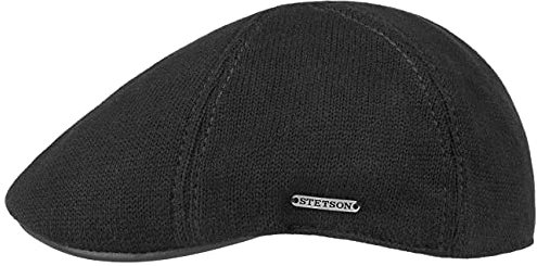 Stetson Muskegon Gatsby Cap Herren - Schirmmütze aus Baumwolle - Strickcap mit Schirm aus Leder - Schiebermütze gefüttert - Flatcap Herbst/Winter schwarz XL (60-61 cm)