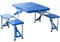 Outsunny Alu Campingtisch Picknick Bank Sitzgruppe Gartentisch mit 4 Sitzen klappbar Blau 135,5 x 84,5X 66 cm