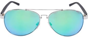 Mstrds Unisex Sunglasses Mumbo Mirror – Verspiegelte Pilotenbrille mit UV400 Schutz, stylische Farbkombis & leichter Rahmen für Sommer & Alltag, Silver/green, one size