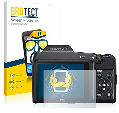 BROTECT (2 Stück Schutzfolie für Nikon Coolpix L840 Displayschutz Folie Made in Germany, Ultra-Klar