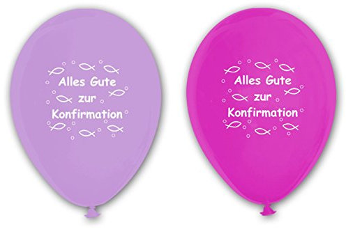 10 Luftballons Alles Gute zur Konfirmation, Flieder & FUCHSIA, ca. 30 cm Durchmesser