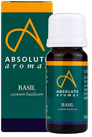 Absolute Aromas Basil Essential Oil 10ml - 100% Pure, Natural, Undiluted, Vegan and Cruelty-Free - For use in Diffusers and Aromatherapy Blends