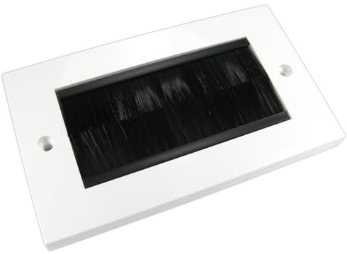 Cable Entry/Exit BRUSH Faceplate for Wall Outlet UK Double Width