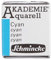 Schmincke – AKADEMIE® Aquarell, feine Künstler-Aquarellfarben, Cyan, 16 448 044, halbes Näpfchen, Aquarellmalerei, vegane Wasserfarbe