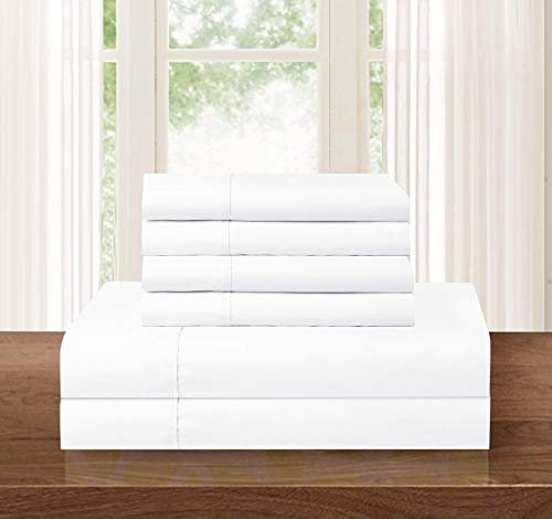 Elegant Comfort Luxuriös weich Fadenzahl 1500 ägyptische 4-teilige Premium Hotel-Qualität Knitter- und lichtbeständiges kuscheliges Bettwäsche-Set Traditionell Queen weiß