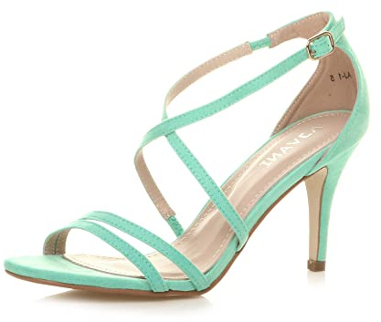 AJVANI mid high heel strappy crossover wedding sandals shoes size 8 41