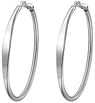 XUPING Creolen Silber 925 Große Leicht Hypoallergen Ohrringe Edelstahl für Damen Mädchen Modeschmuck Geschenk(50MM)