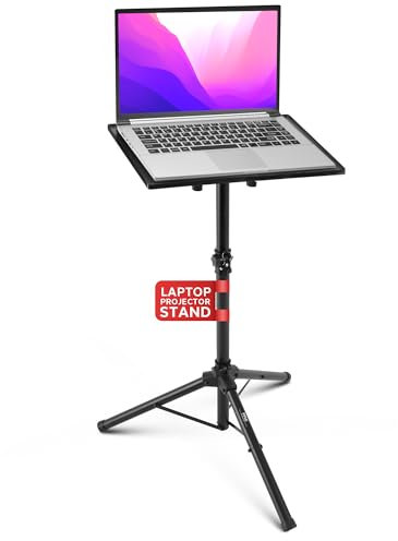 Pyle Laptop & Projector Tripod Stand, Adjustable Height to 89cm, 36x28cm Platform, Portable Mount for DJ Gear, Books, Computers, for Stage, Studio, Office