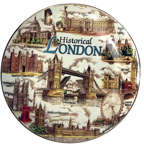 10cm Historical London Collage Plates with Gold Rims