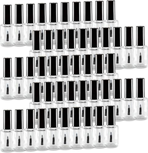 50x Nagellackflasche leer 15ml klar (NF-18) mit Deckel schwarz und Pinsel