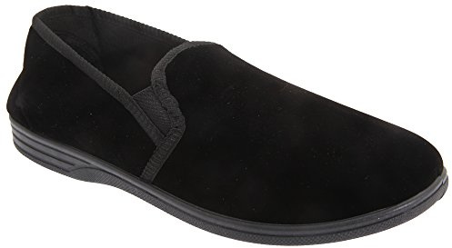 Zedzzz ROSS Mens Twin Gusset Full Slippers Black