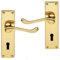 Victorian Scroll Polished Brass Lever Lock Door Handles 145 x 38mm