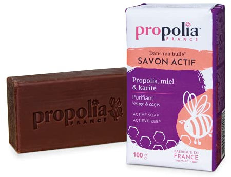 PROPOLIA - Aktive Seife – Gesicht & Körper – Propolis, Honig & Shea – Kinder und Erwachsene – für alle Hauttypen – hergestellt in Frankreich – Brot mit 100 g