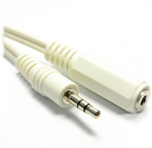 kenable WHITE 3.5mm Stereo Jack Socket to 3.5mm Plug Headphone Extension Cable GOLD 5m [5 metres]