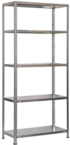SimonRack Schwerlastregal, Lagerregal, 180x80x40 Metallregal, Kellerregal, Biegestelle 100 kg, 5 Fachböden, Galvanisiert - Comfort | 5 Höhen, Metallablage, Biegepunkt 100 kg, Korrosionsschutzlackierung, Montage mit Schrauben, Verzinkt
