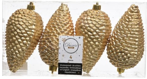 Unbekannt Tannenzapfen Zapfen Gold Baumschmuck Christbaumkugeln Weihnachtskugeln bruchfest 4 TLG