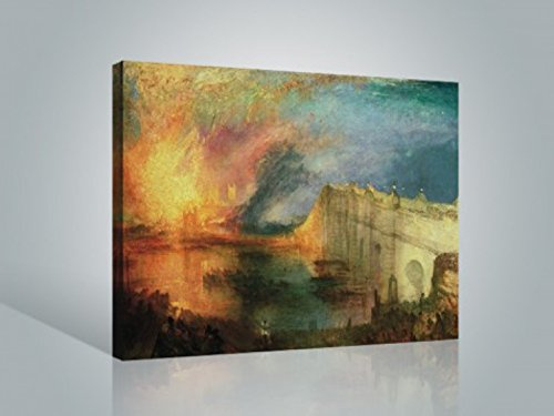 1art1 Joseph William Turner Poster Der Brand Der Houses of Lords and Commons In London, 1835 Bilder Leinwand-Bild Auf Keilrahmen | XXL-Wandbild Poster Kunstdruck Als Leinwandbild 80x60 cm