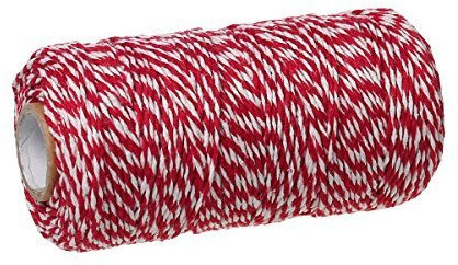 SiAura Material Bäckerschnur Rot und Weiß 92 m, Bastelschnur Baumwollkordel Schnur Bindfäden Kordel, Metzgerschnur/Gartenschnur/Bäcker Schnur Baumwollschnur für Weihnachten Geschenkverpackung