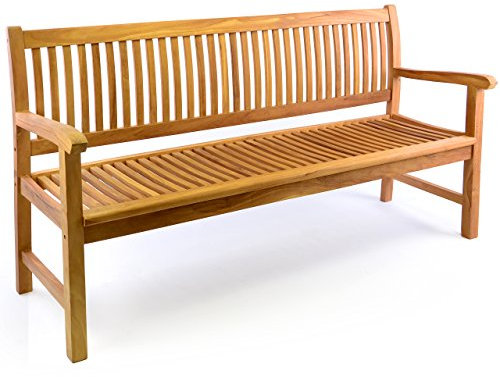 Divero 3-Sitzer Gartenbank Arezzo aus Teak-Holz, behandelt – Farbe: Braun