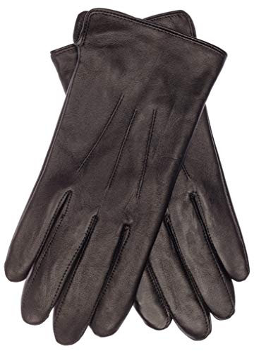EEM Herren Lederhandschuhe, weiches italienisches Leder, Touchfunktion, Fleecefutter, schwarz S