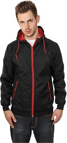 Urban Classics Herren Contrast Windrunner Jacke, Blk/Red, 3XL