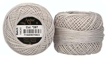 ANCHOR Pearl Yarn, Thickness: 8, Packaging: 10G, Running Length: 82M perlgrau Embroidery Threads