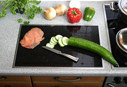 Schneidbrett Granitfeld 510 x 325 Galaxy Star Edelstahlwanne Granitplatte Granitschneidfläche Schwarz