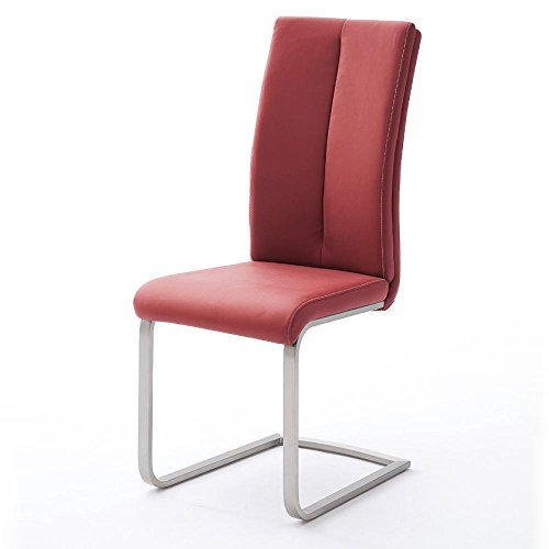 Freischwinger Paulo II (4er Set) MCA Bordeaux Edelstahl gebürstet Rot Kunstleder
