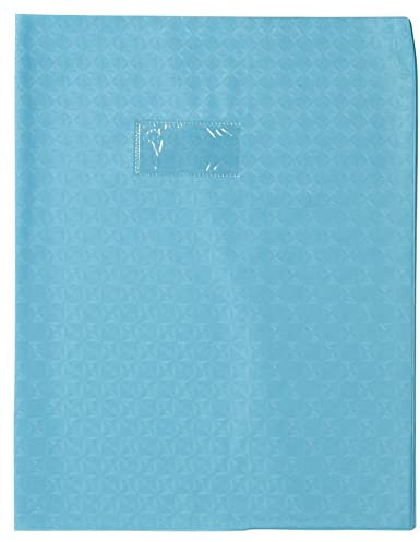 Calligraphe 72422C - Heftumschlag / Heftschoner / Hefthülle Calligraphe mit Feinkörnung & Diamantmotiven DIN A4+ 24x32 cm, Etikettenhalter aus PVC blickdicht und strapazierfähig, Blau, 1 Stück