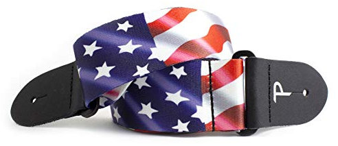 Perri's Leathers Ltd. - Gitarrengurt - Polyester - Flagge - U.S.A. - Einstellbar - Für Akustik-/Bass-/Elektrogitarren - Hergestellt in Kanada (LPCP-45)