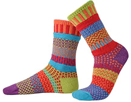 Solmate Socks - Mismatched Crew Socks for Women or Men, Cosmos, Small