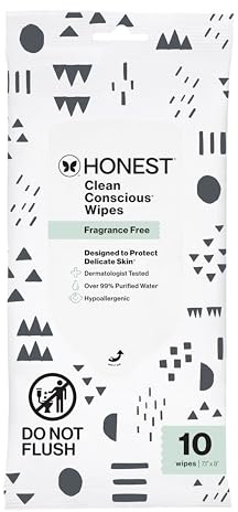 The Honest Company Hypoallergenic Multi-Use Baby Wipes for Sensitive Baby Skin, Pattern Play, 10 Count