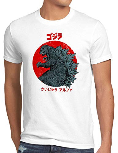 style3 Gojira T-Shirt Herren Kaiju Japan Nippon Tokio Tokyo, Größe:M, Farbe:Weiß