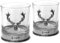 English Pewter Company Trinkglas-Set für doppelten Whiskey mit Hirschkopf und Sockel aus Zinn (STAG105)