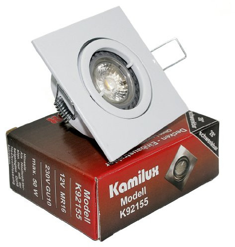 Kamilux 230V LED Decken Einbaustrahler in weiss, eckig quadratisch Quajo inkl. 5W Power LED Leuchmittel tageslichtweiss/kaltweiss