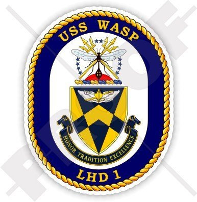 USS Wasp LHD-1 Badge, USA Amphibisches Angriffsschiff US Navy, American 94 cm (95 mm) Vinyl Aufkleber, Aufkleber