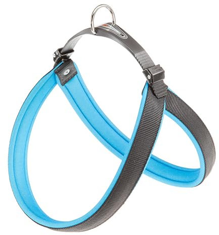 Ferplast Geschirr für mittelgroße Hunde AGILA Fluo 6 Hundegeschirr mit weicher Polsterung, Schnellverschluss und Befestigungssystem, Brustumfang 57–65 cm. Blau