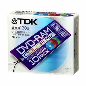 TDK Re-writable DVD-RAM CPRM support 2-3x 5Color mix 10pack DVD-RAM120CMX10U (Japan Import)